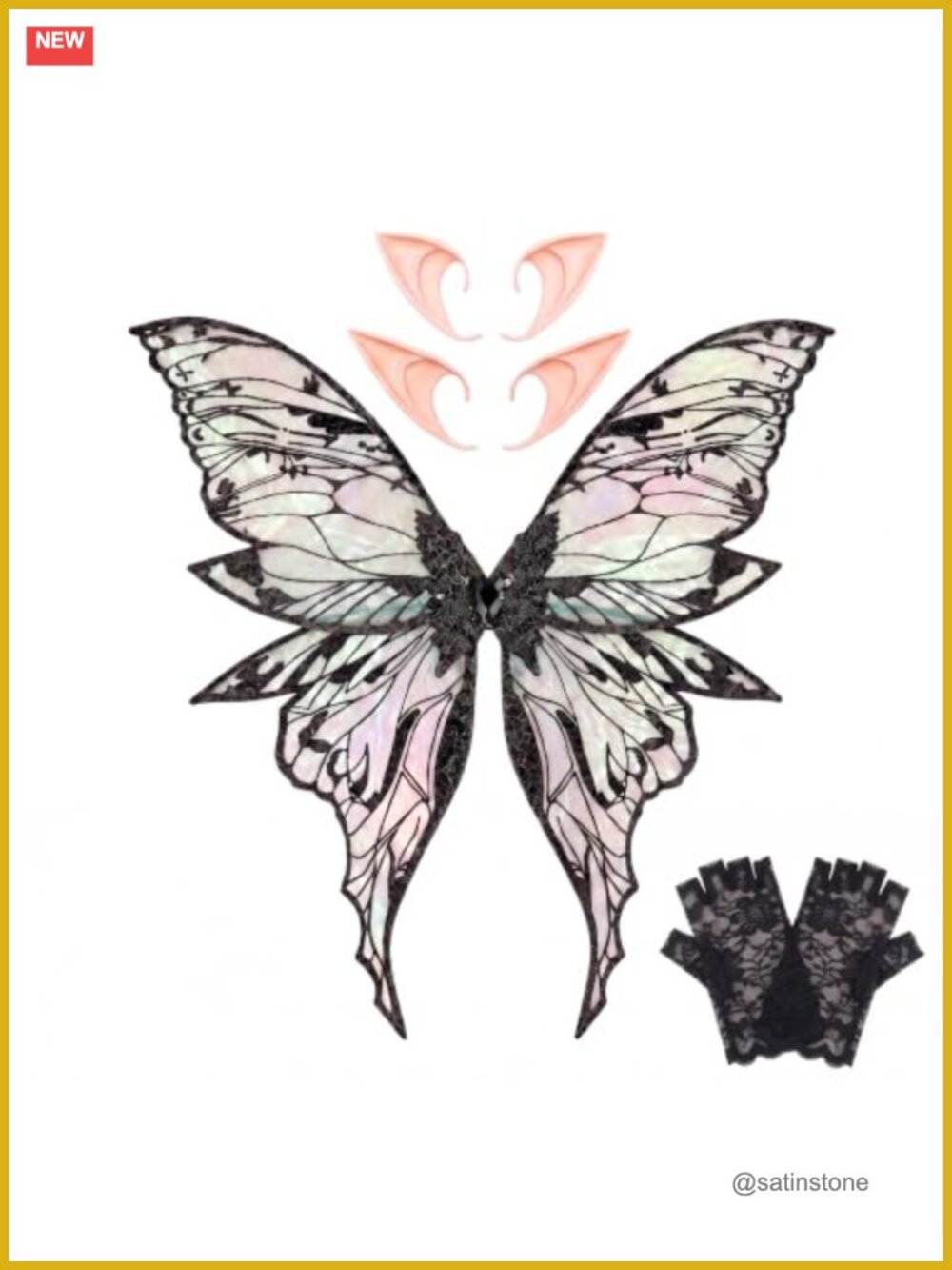 Fairy Wings Adult Women Butterfly Costume Organza Glitter Cosplay Accessory